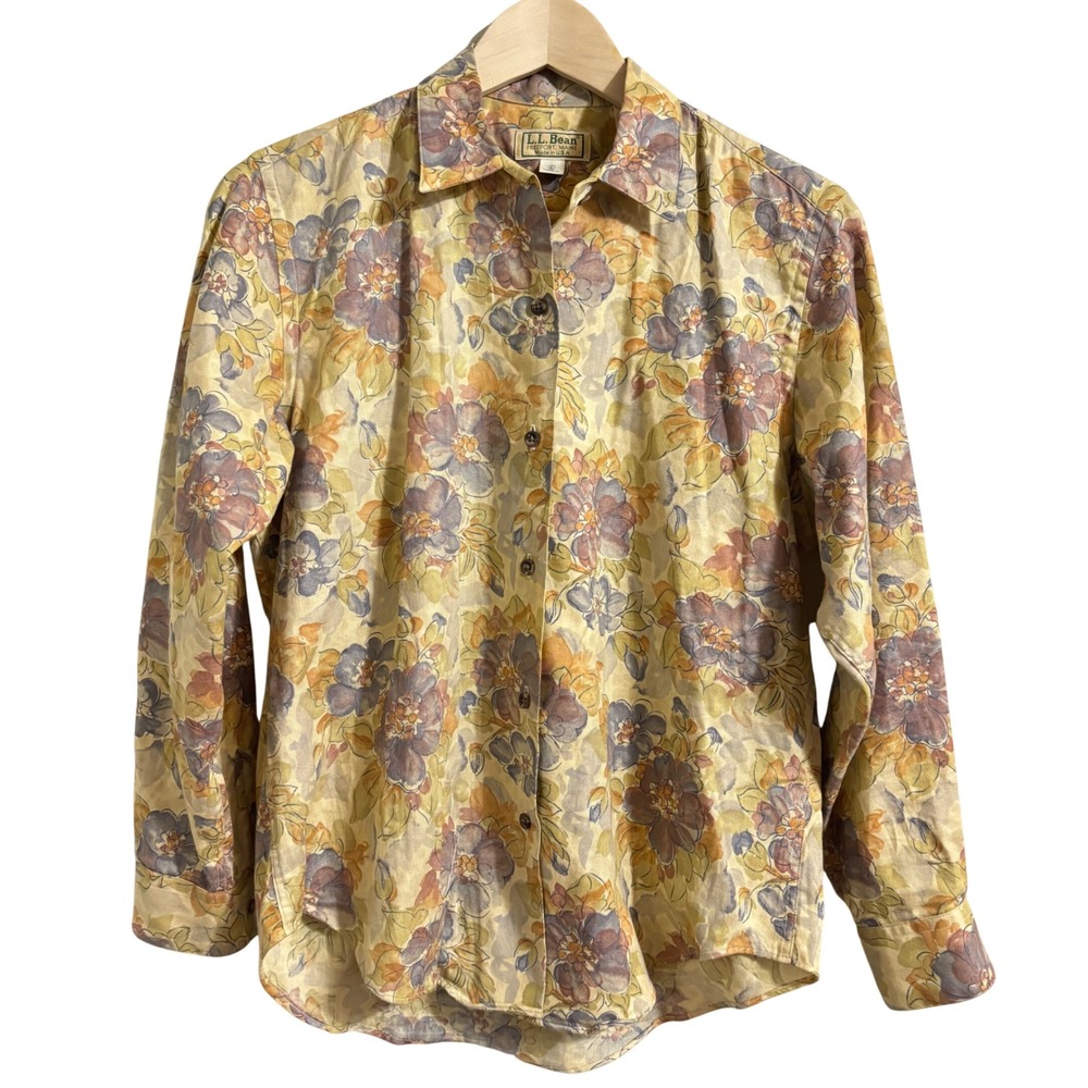 L.L. Bean Vintage 90's Floral Cotton Button Down Shirt Made in USA Womens‎ 6
